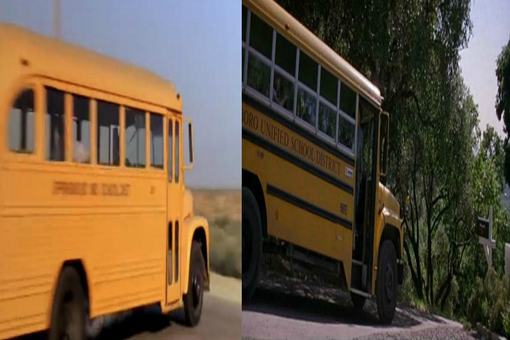 School buses from Nightmare on Elm Street 2 (left) and Scream (right)