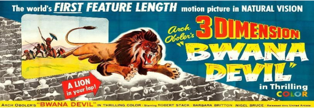 image of a lion jumping from a drive in theater movie screen