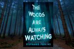 book cover superimposed over image of woods