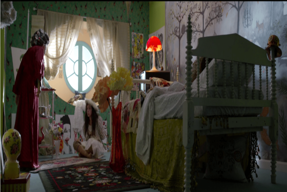 Aimy's bedroom is initially a cornucopia of color and texture.