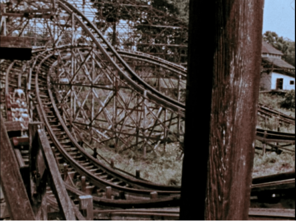 a rollercoaster closeup at an amusement park