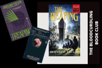 Book cover versions of Bernard Taylor's The Reaping. One cover shows a baby carriage with waves emitting from it. The second cover shows a fetus in utero with devil horns. The third cover shows a group of nuns walking to a house.